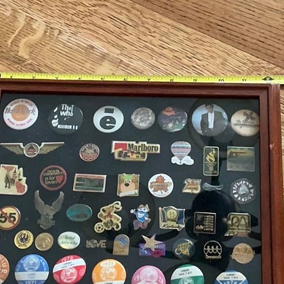 Vintage Pin Collection in Wooden Frame - Picture 3 of 10